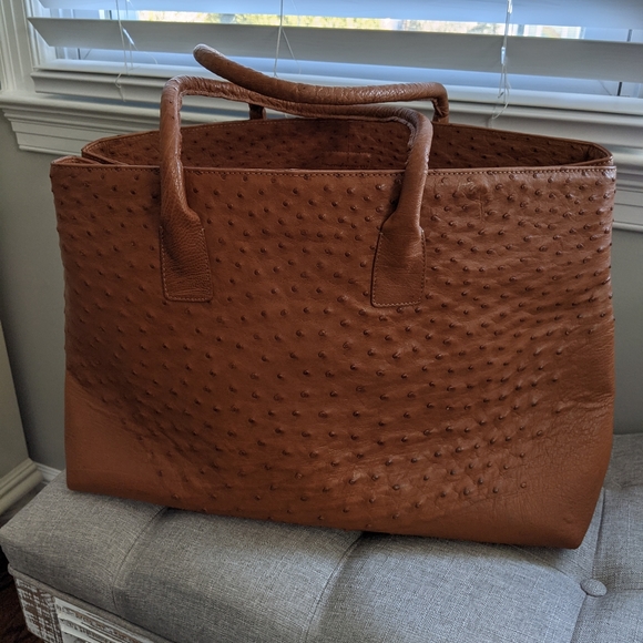 Barfield Collection Tan Ostrich Leather Tote - Picture 8 of 10